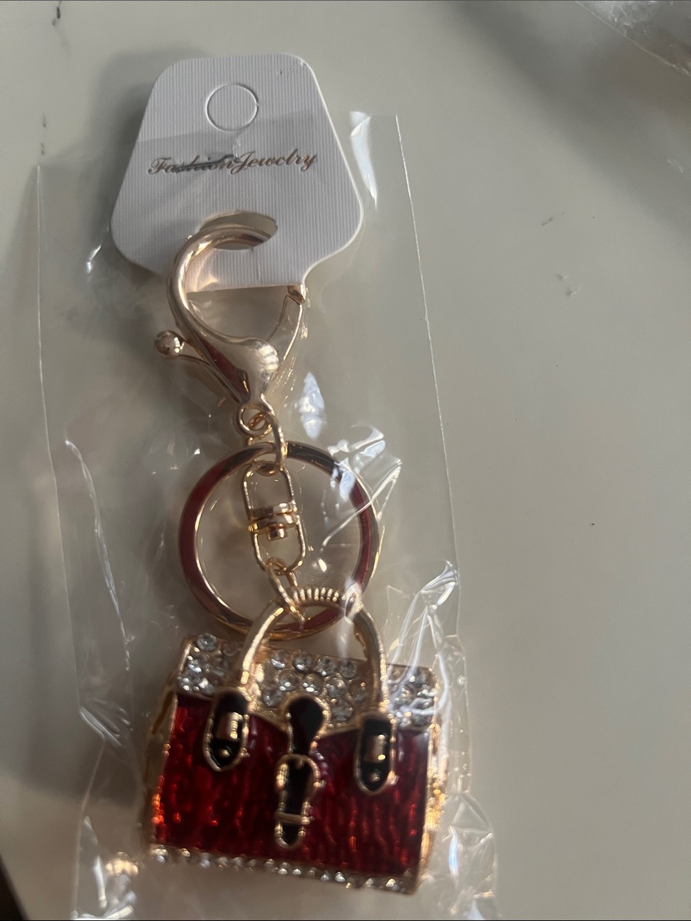 Gold-Tone Enamel Handbag Keychain Charm - Picture 3 of 3